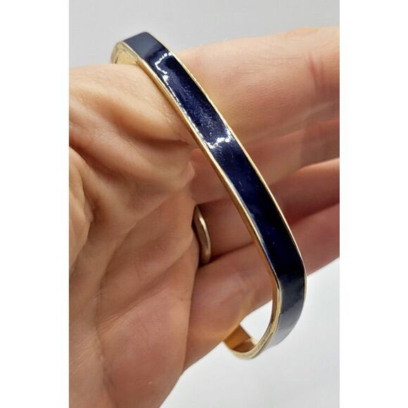 Monet Navy Blue Square Enamel Bangle Bracelet 2.5in dia - Picture 1 of 4